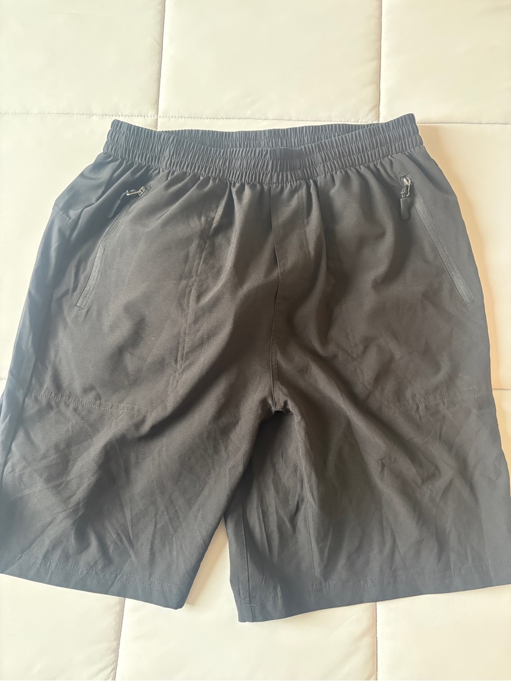 Men's Black Athletic Zip-Pocket Shorts